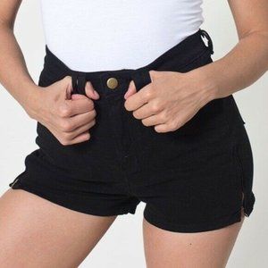 American Apparel Black Denim Side Zipper Shorts - 24/25